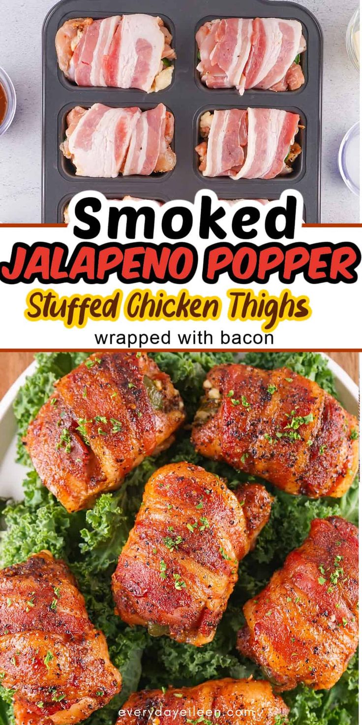 smoked jalapeno popper stuffed chicken thighs with bacon