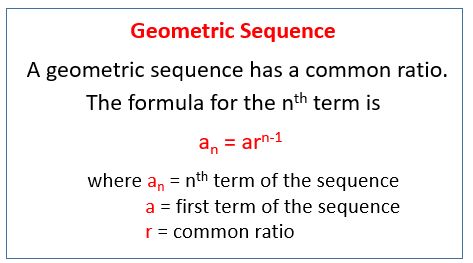 the formula for geometric sequence is shown in red