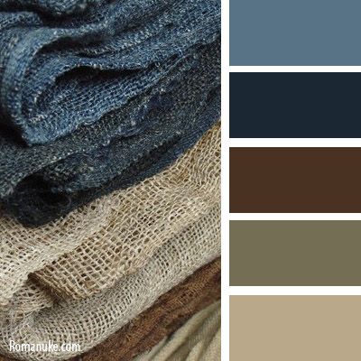 several different shades of blue, brown and white are shown in this color scheme for denim