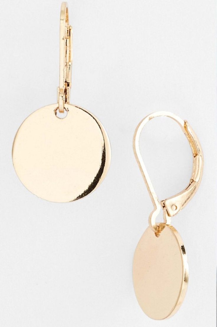 14k Gold Filled Disc Drop Earrings / Silver Disc | Etsy Luxury Polished Round Disc Jewelry, Luxury Round Disc Jewelry With Polished Finish, Luxury Polished Finish Round Disc Jewelry, Minimalist Round Earrings With Polished Finish, Minimalist Polished Round Earrings, Modern Round Earrings With Lever Back, Elegant Tarnish-resistant Round Disc Earrings, Minimalist Rose Gold Earrings With Lever Back, Elegant Gold Round Disc Earrings