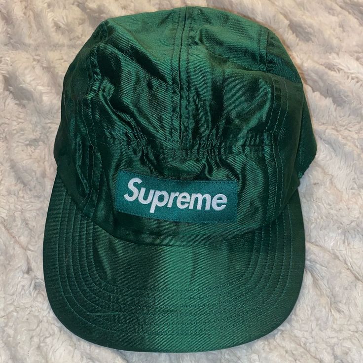 Green Supreme Hat Like New Never Worn Green Short Brim Hat For Streetwear, Green 5-panel Hat For Streetwear, Trendy Green 5-panel Hat, Green Baseball Cap For Winter Outdoor Activities, Green Winter Baseball Cap For Outdoor, Green Snapback Baseball Cap For Winter, Green Snapback Hat For Streetwear With Short Brim, Green Spring Baseball Cap With Short Brim, Winter Green Baseball Cap