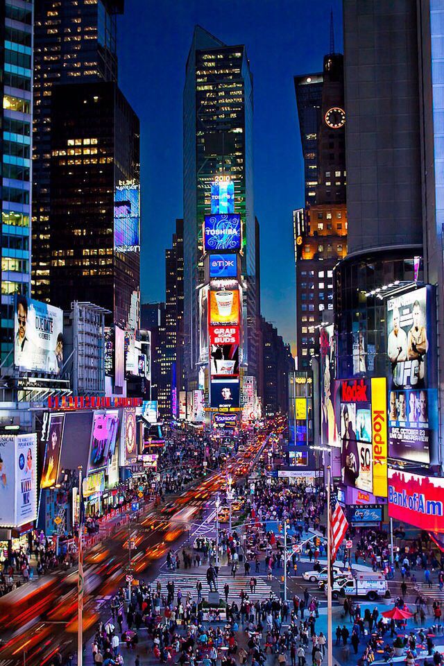 the times square in new york city at night