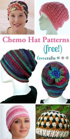 crochet hat patterns for women and girls with text overlay that says chemo hat patterns free