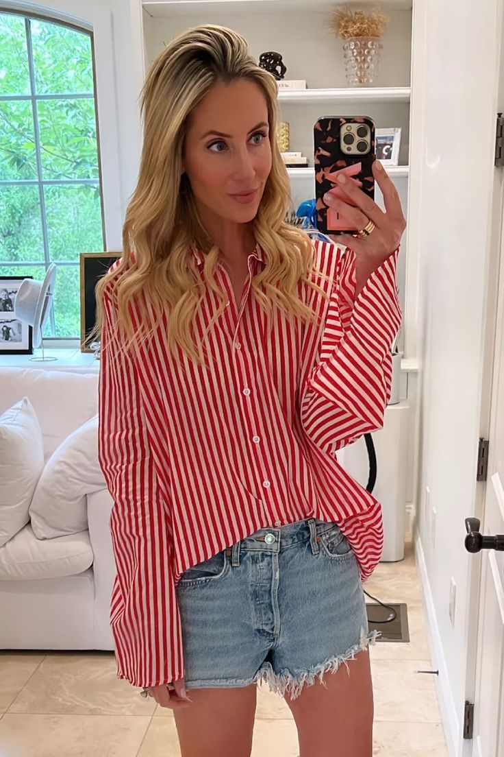 Summer Holiday Fashion, Red White Blue Outfit, Holiday Style Summer, 4th Of July Outfit, Blue Clothing, Outfit Inspo Summer, 4th Of July Outfits, Fashion Group, Beach Shirt