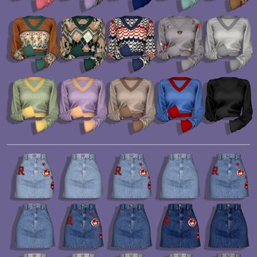 several different types of skirts and sweaters are shown in this screenshot from the game