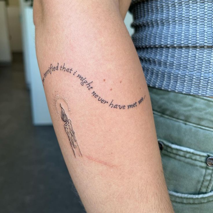 a person with a tattoo on their arm that says, i did not know what they were meant to be