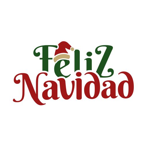 the logo for feliz navidad is shown in red, green and white