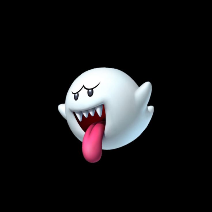 a white ghost with its tongue sticking out