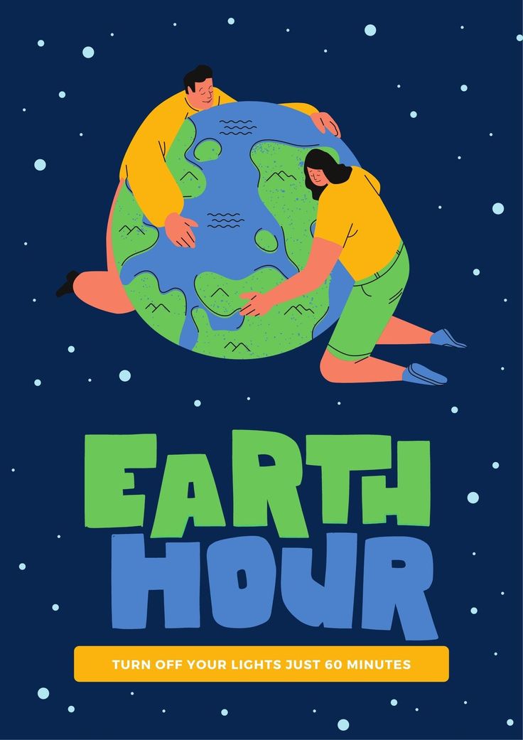 the earth hour poster with two people hugging each other