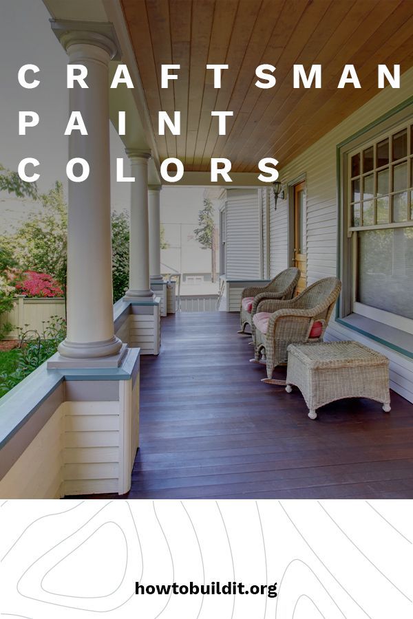 the front porch is painted white and has two wicker chairs on it, with text overlay that reads craftman paint colors