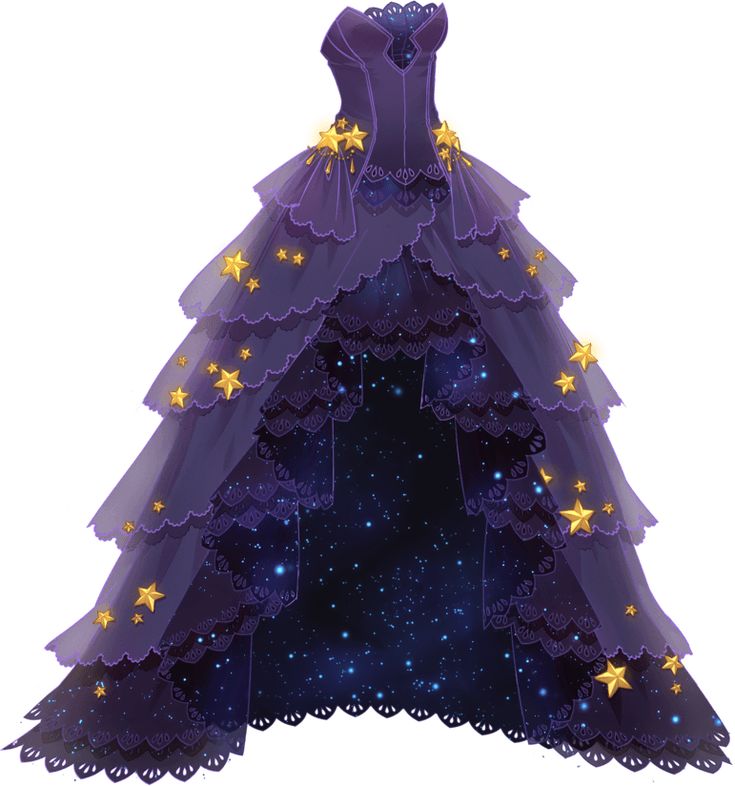 a dress made out of paper with stars on the bottom and in the middle, is purple