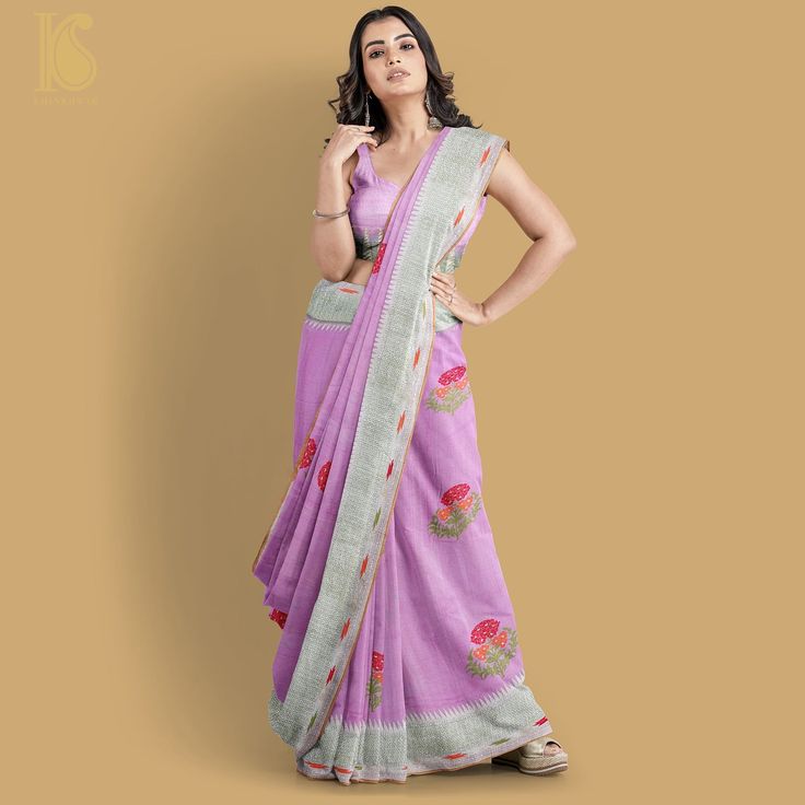 London Hue Pure Tussar Georgette Silk Handwoven Banarasi Kadwa Meenakari Saree - Khinkhwab Diwali Handloom Pre-draped Saree In Traditional Drape, Designer Handloom Chanderi Pre-draped Saree, Handloom Slub Silk Pre-draped Saree For Diwali, Designer Wear Handloom Chanderi Pre-draped Saree, Traditional Wear With Cutdana In Cotton Silk, Designer Handloom Pre-draped Saree In Traditional Drape, Purple Handloom Chanderi Pre-draped Saree, Designer Wear Handloom Pre-draped Saree, Designer Wear Pre-draped Handloom Saree