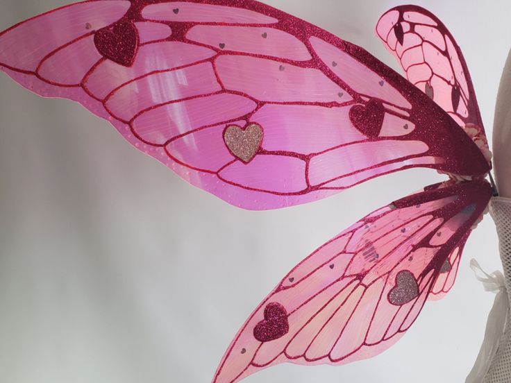 Beautiful, lightweight fairy wings you can wear all day!  A pretty pink with fushia glittered veins and sweet hearts! FOLLOW ME ON INSTAGRAM! Torrington Connecticut, Pink Fairy Wings, Faerie Wings, Magical Girl Outfit, Princess Charm School, Pink Holographic, Sweet Hearts, Trendy Halloween Costumes, Mermaid Tale