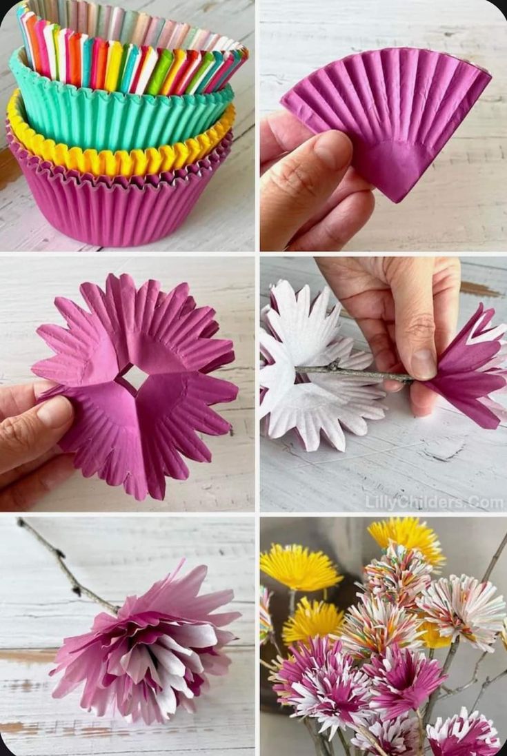 how to make paper flowers out of cupcake liners