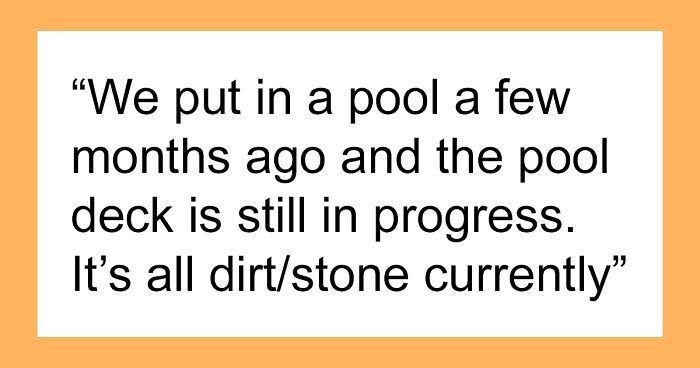 a quote that reads we put in a pool a few months ago and the pool deck is still in progress