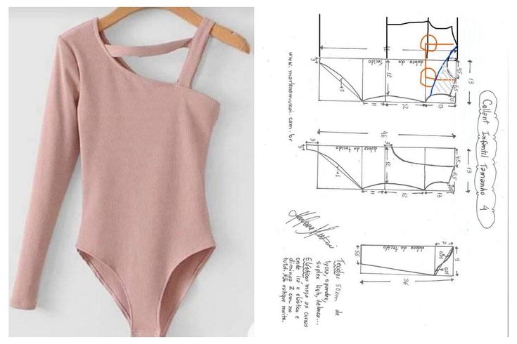 an image of a bodysuit with measurements and instructions on the front, and in the back