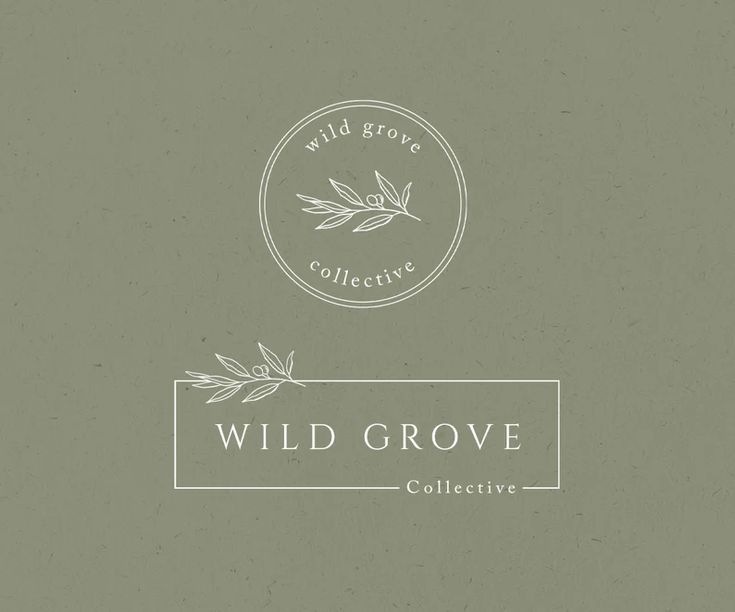 the wild grove collective logo is shown on a green background with an oval frame and leaves