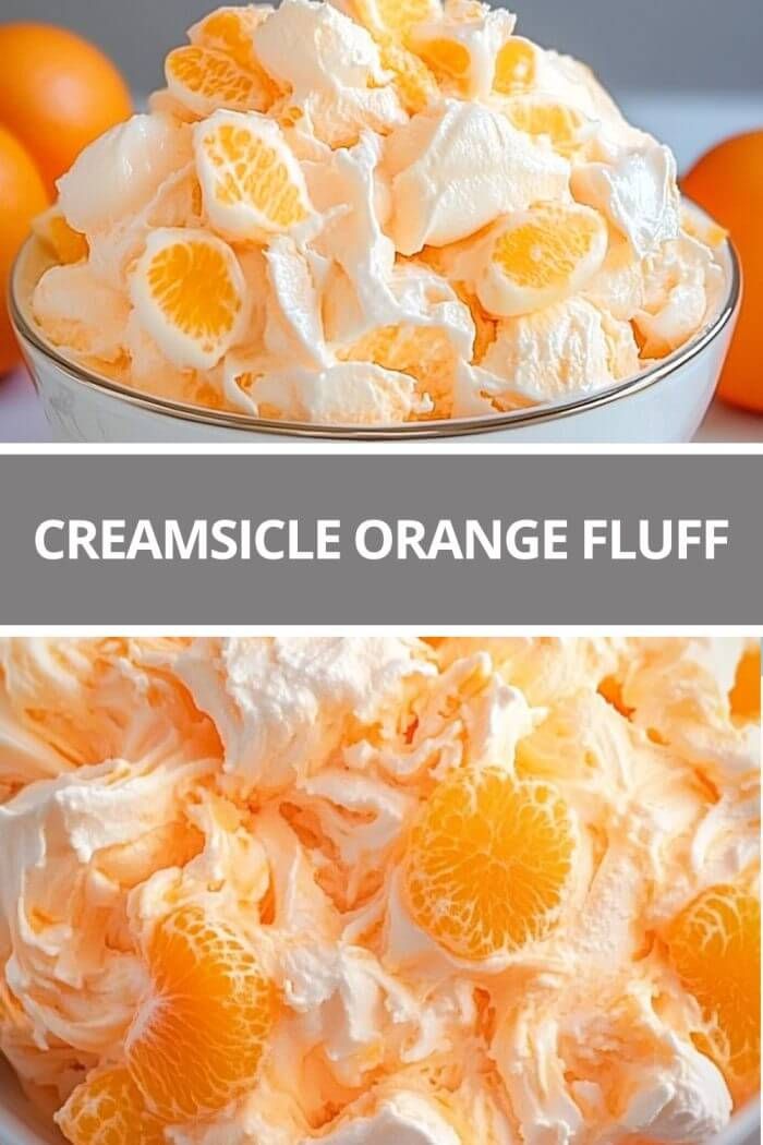 orange fluff in a white bowl next to some oranges and an orange slice