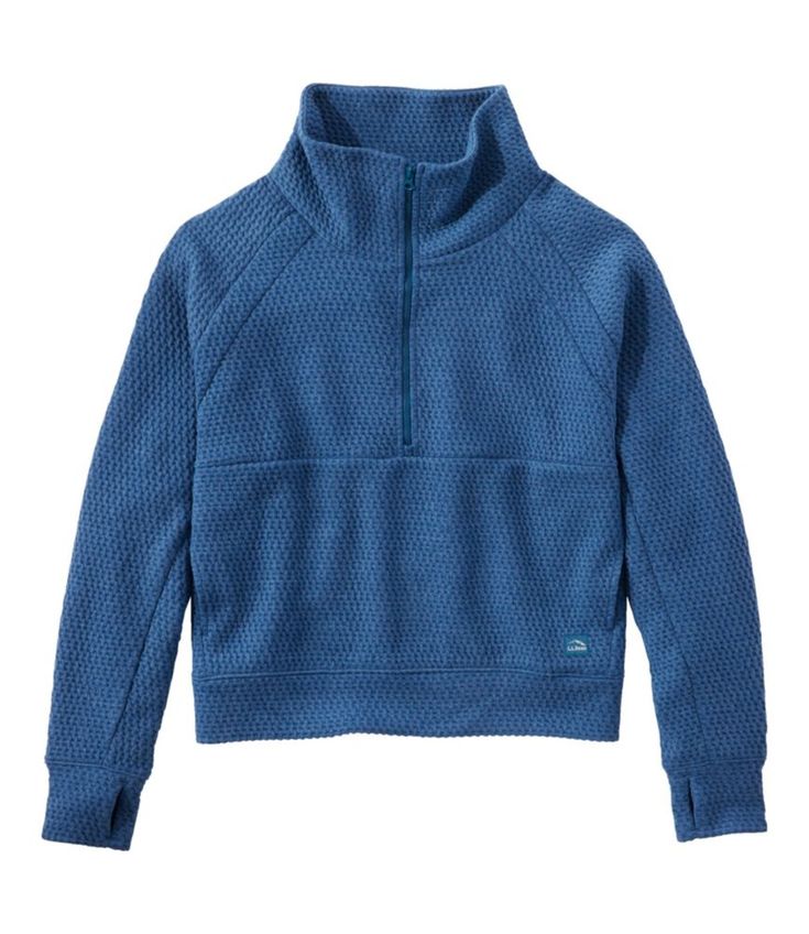 Made to perform and ready for anything, this textured sweatshirt has just-right comfort and stretch with a perfectly oversized fit. Plus, it looks just as great with your favorite hiking pants as it does with jeans. Falls at hip. Relaxed Fit: Our most generous fit sits farthest from the body. Pill-resistant fabric wicks moisture and dries quickly. Four-way stretch lets you move freely and keeps it original shape. In a soft blend of 89% polyester, 10% TENCEL™ Lyocell and 1% spandex. Machine wash Fall Half-zip Sweatshirt For Outdoor Activities, Sporty Half-zip Sweater With Relaxed Fit, Sporty Half-zip Relaxed Fit Sweater, Athleisure Tops With Ribbed Cuffs For Outdoor, Cozy Outdoor Sweatshirt, Outdoor Half-zip Sweatshirt With Ribbed Cuffs, Relaxed Fit Fleece Top For Outdoor, Fleece Tops With Ribbed Cuffs For Outdoor, Outdoor Fleece Tops With Ribbed Cuffs