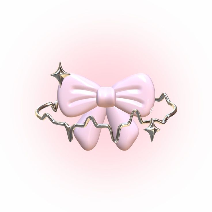 three pink bows with silver stars on them