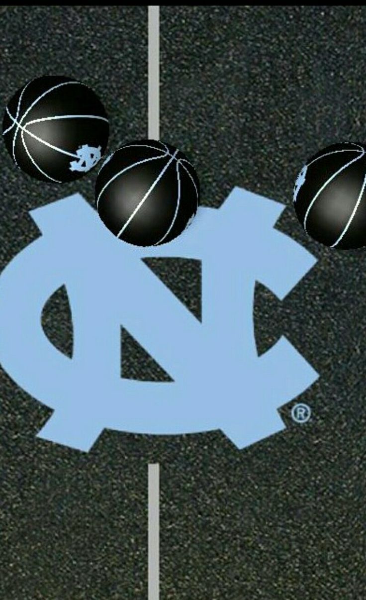 an aerial view of the north carolina university basketball team's logo and three balls