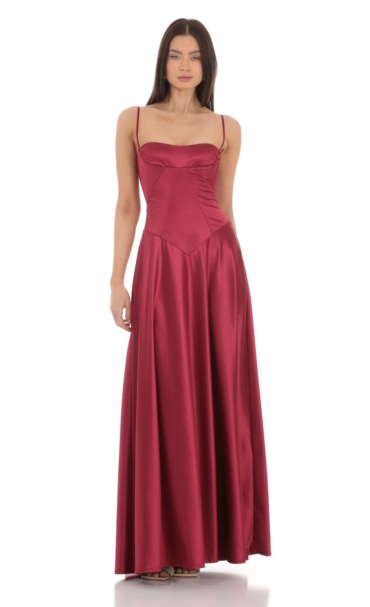 Satin Square Neck Maxi Dress in Maroon Jewel Tone Floral Dress, Prom Dresses Autumn Colours, Cute Long Formal Dresses, Bridesmaid Dresses Young, Reformation Formal Dress, Winter Wedding Dress Bridesmaid, Prom Minimalist Dress, Indian Inspired Prom Dress, Burgundy Ruffle Dress