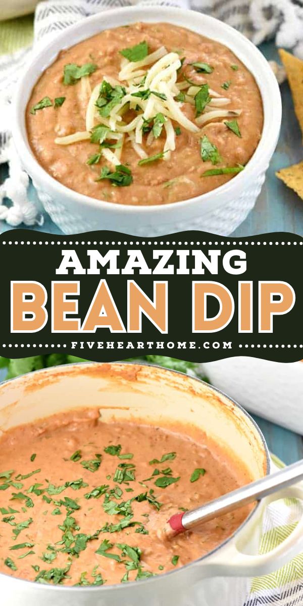 A simple summer dip using just 6 ingredients! This refried bean dip is a perfect summer appetizer for party. Deliciously creamy and cheesy, this is such an amazing bean dip recipe! Pin this for later! Top Dip Recipes, Easy Bean Dip, Refried Bean Dip, Bean Dip Recipe, Bean Dip Recipes, Bowl Party Food, Superbowl Appetizers, Low Carb Snack, Football Party Food