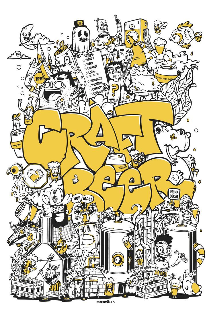 Doodle Advertising, Beer Illustration Art, Beer Graffiti, Beer Mural, Beer Poster Design, Beer Artwork, Beer Posters, Beer Festival Poster, Craft Beer Design