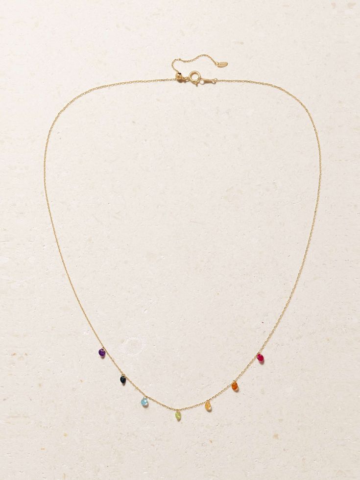 PERSÉE Seven Chakras 18-karat gold multi-stone necklace Pride Jewelry, Everyday Jewellery, Seven Chakras, Fine Jewelry Designers, Multi Stone, Exclusive Bag, Everyday Jewelry, Summer Hats, Clothes Collection