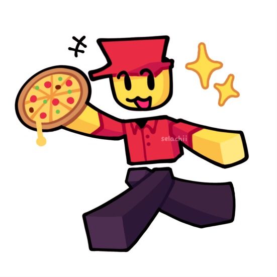 a person with a pizza in his hand and stars on the side, as if they were flying