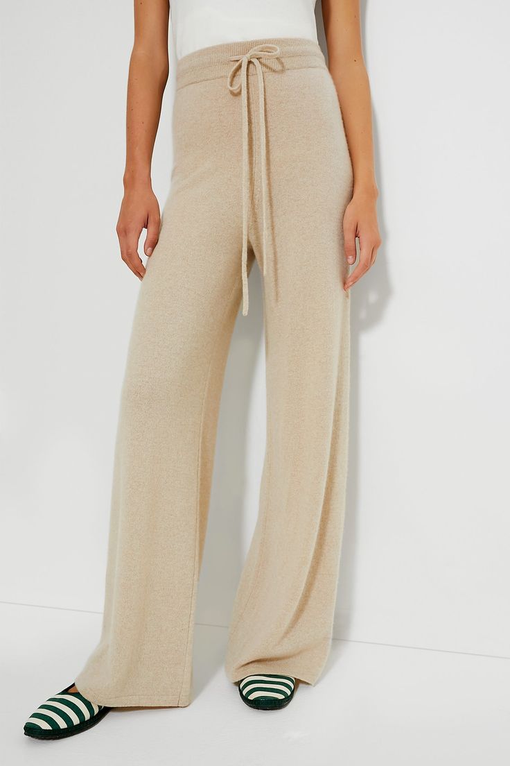 Sandstone Cashmere Jane Pant | Tuckernuck Beige Wide Leg Sweatpants For Loungewear, Beige Cashmere Bottoms For Loungewear, Fall Cashmere Sweatpants For Loungewear, Elegant Cashmere Loungewear Bottoms, Cashmere Straight Pants For Loungewear, Casual Cashmere Straight Pants, Casual Straight Cashmere Pants, Relaxed Fit Cashmere Bottoms For Loungewear, Chic Beige Sweatpants For Loungewear