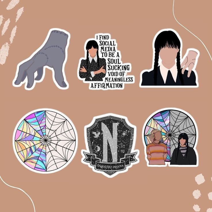 four different stickers depicting people and animals on a brown background with text that reads, find me if i'm going to be a suckering void