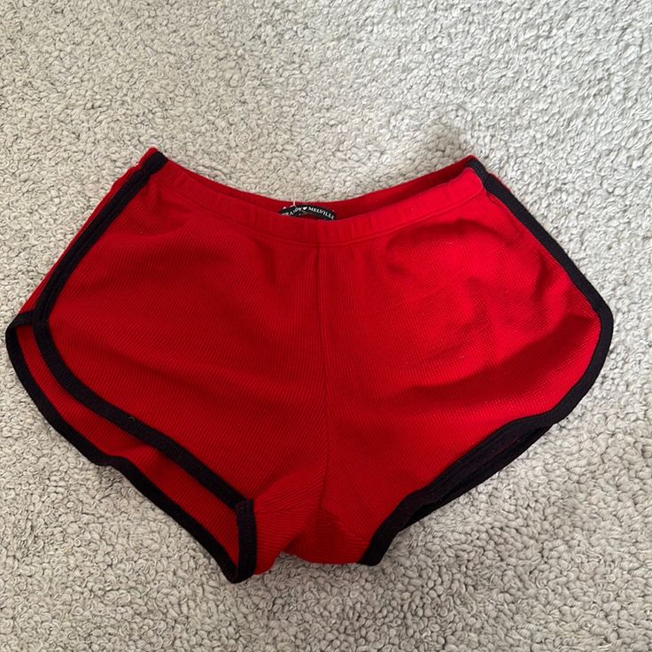 Brandy New Never Worn Before! Red Stretch Sporty Shorts, Sporty Red Shorts For Loungewear, Red Shorts For Summer Loungewear, Retro Red Shorts For Summer, Red Athletic Shorts For Loungewear, Red Stretch Cotton Pajama Shorts, Fitted Red Athletic Shorts For Summer, Red High-waisted Athletic Shorts With Built-in Shorts, Casual Red Stretch Pajama Shorts