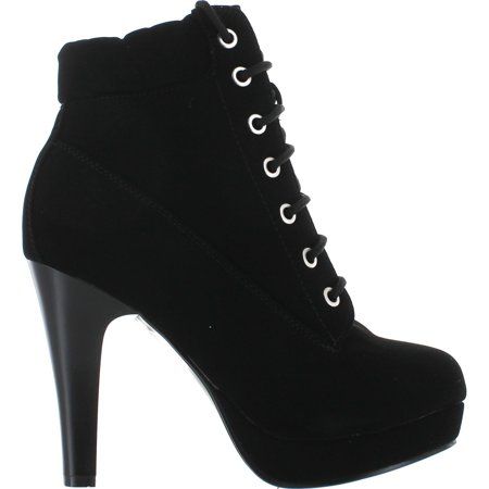 Static Footwear - Top Moda Polish Military Lace Up Platform Chunky High Heel Ankle Booties - Walmart.com - Walmart.com Cute High Heels, High Heel Dress Shoes, High Heel Dress, Lace Up High Heels, Top Moda, Chunky High Heels, Black Heel Boots, Black Ankle Booties, Platform Heels Chunky