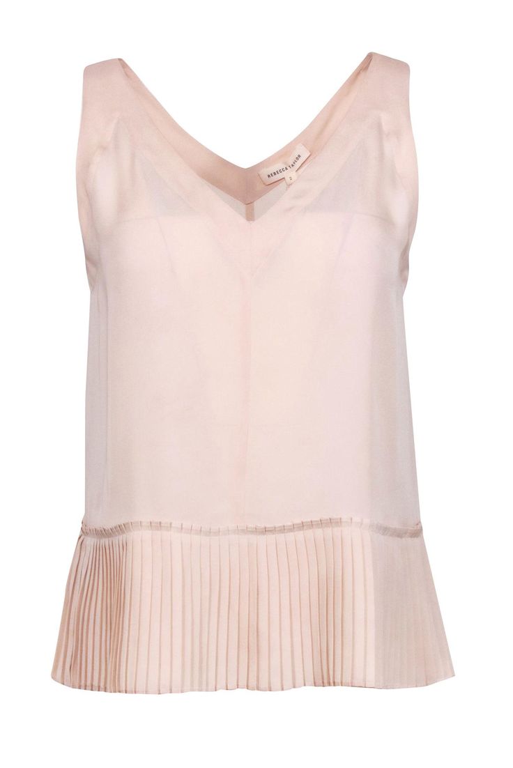 Current Boutique-Rebecca Taylor - Blush Pink Silk Penelope Tank Sz 2 Elegant Tank Top For Spring, Chic Spring Layering Tank Top, Chic Spring Tank Top For Layering, V-neck Camisole For Spring Workwear, Elegant Sleeveless Blouse Tank Top For Fall, Feminine Spring Camisole Tank Top, Sleeveless Tops For Fall Daywear, Feminine Camisole Tank Top For Spring, Feminine Cami Tank Top For Spring