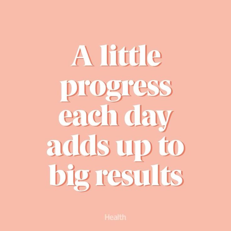 a quote that says, a little progress each day adds up to big results on pink background