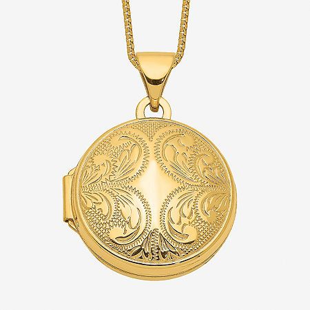 Features: Quick ShipJewelry Closure: Spring Ring ClaspLink Construction: SolidShape: RoundMetal Color: YellowChain Length: 18 InchChain Width: .5 MillimetersPendant Length: 16mmPendant Width: 16mmChain Construction: BoxCare: Wipe CleanMetal: 14k GoldNecklace Type: Locket NecklacesCountry of Origin: Imported Elegant 14k Gold Locket Jewelry, 14k Yellow Gold Locket Necklace For Anniversary, Elegant Gold Locket Necklace With Round Pendant, Exquisite 14k Gold Jewelry With Intricate Design, Elegant Rose Gold Round Locket Necklace, Anniversary Yellow Gold Jewelry With Intricate Design, Yellow Gold Pendant Jewelry For Keepsake, Yellow Gold Keepsake Round Pendant Jewelry, Elegant Hallmarked Pendant Locket Necklace