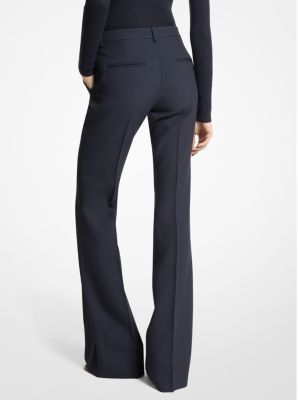 Crafted in Italy and designed with a flat front and elongated flared leg, our Haylee trousers are sharply tailored for a streamlined silhouette. Finished with side pockets and crisp pleats down the front, they look chic paired with platform heels and a cashmere sweater or blazer. Formal Flare Pants With Belt Loops, Elegant Flared Wide Leg Pants With Belt Loops, Elegant Wide Leg Flare Pants With Belt Loops, Elegant Flare Pants With Belt Loops, Formal Flare Bottoms With Belt Loops, Formal Flared Wide Leg Pants With Belt Loops, Classic Flare Bottoms For Formal Occasions, Classic Flare Formal Bottoms, Fitted Flare Bottoms With Pressed Crease