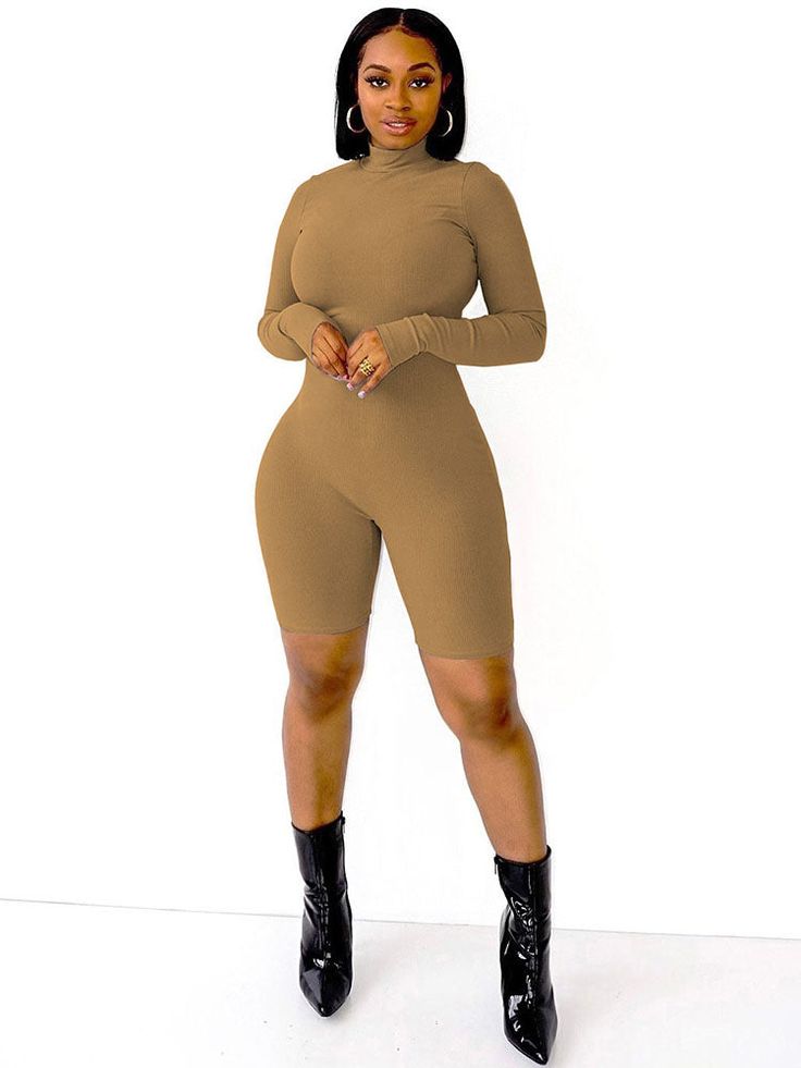 Material: 81-90%Knit.Features:High waist.bodycon. long sleeve. high neck. ribbed knit. solid color. slim. sexy. jumpsuit.Style: Casual Non-stretch Solid Bodysuit For Fall, Non-stretch Bodysuit For Fall, Non-stretch Solid Color Bodysuit For Fall, Trendy Solid Color Winter Bodysuit, Casual Turtleneck Bodysuit In Solid Color, Casual Turtleneck Bodysuit, Fall High Stretch Solid Color Bodysuit, Trendy High Neck Bodysuit For Winter, High Neck Bodysuit For Winter