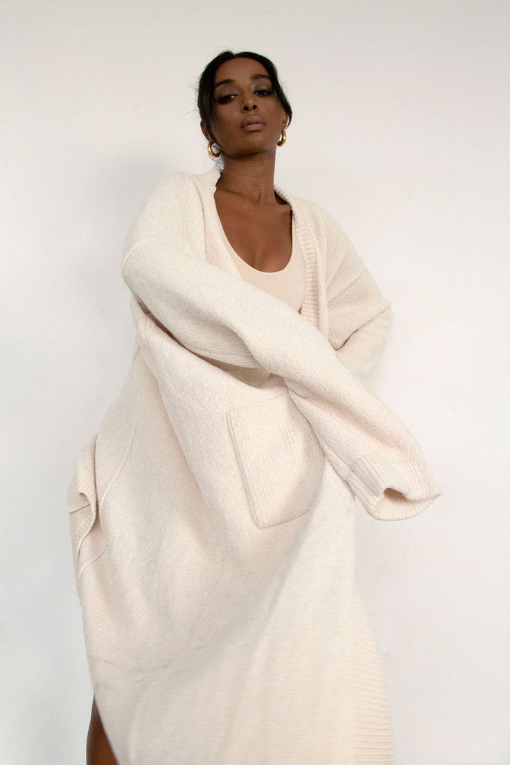 Made from the softest Chenille, our super-soft oversized slouchy vanilla cardigan is here to keep you warm and cosy while complimenting your wardrobe staples. Oversized Super Soft Outerwear For Loungewear, Soft Knit Open Front Loungewear Outerwear, Comfy Oversized Outerwear With Soft Texture, Winter Soft Texture Cardigan For Loungewear, Super Soft Long Sleeve Loungewear Outerwear, Oversized Super Soft Winter Outerwear, Chic Oversized Sweater For Daywear, Cozy Open Front Loungewear Outerwear, Chic Soft Texture Cardigan For Loungewear