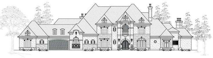 this is an artist's rendering of the front elevation of these luxury home plans