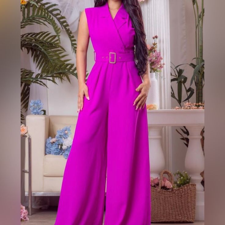 Palazzo Jumpsuit With Belt Pink Floor-length Palazzo Set For Party, Designer Pink Palazzo Set Maxi Length, Elegant Pink Palazzo Set, Fitted Floor-length Pink Palazzo Set, Pink Semi-stitched Cambric Palazzo Set, Jumpsuit With Belt, Palazzo Jumpsuit, Baby Pink, Pant Jumpsuit