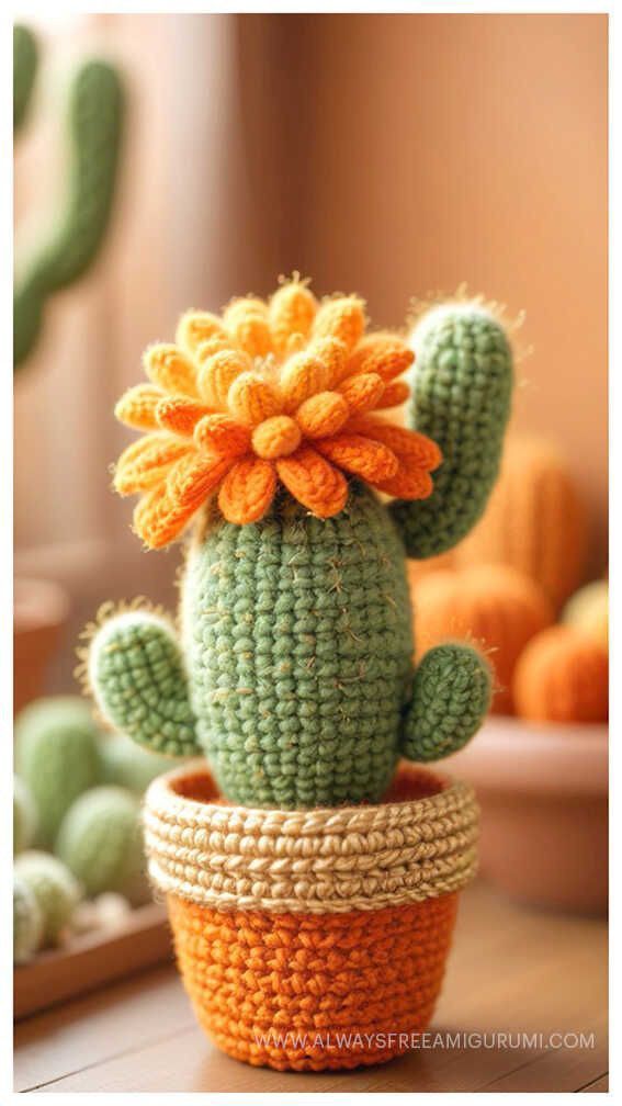 a crocheted cactus sitting in a small pot