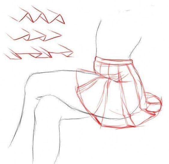 a drawing of a woman's skirt with her hands on her hips and the bottom half