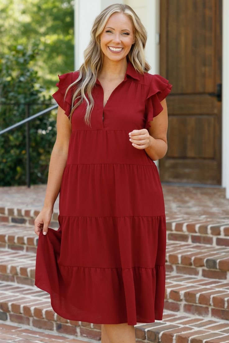 This dress is so stunning! The wine color will have all eyes on you and the midi length is so trendy! We love the ruffle sleeves that are so sweet and the babydoll style is flattering on everyone! Style this with some heels and fab accessories for a super chic look! 100% Polyester Chic Soul, Off Shoulder Dresses, Babydoll Style, Midi Dress Party, Wine Color, Babydoll Top, All Eyes, Model Fits, Maxi Dress Party