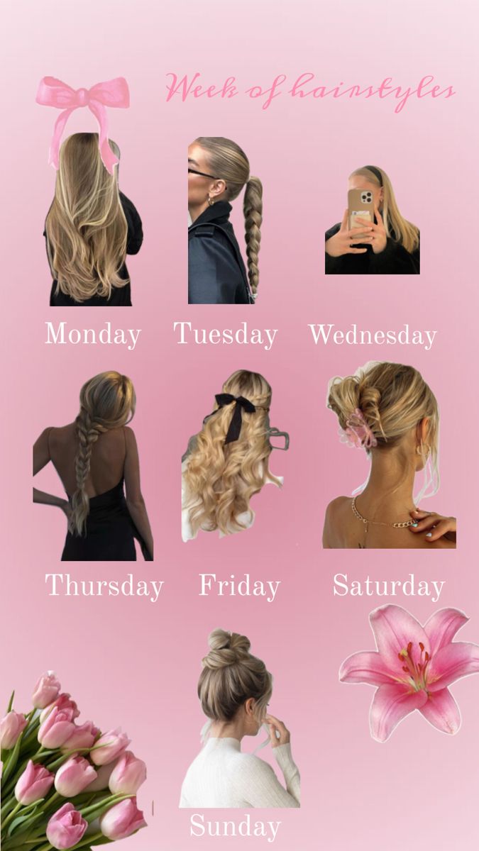 Days Of The Week Hairstyles, A Week Of Hairstyles, Hairstyles For Everyday Of The Week, Hairstyles For Each Day Of The Week, Hair Styles For The Week, Hair Styles For Blondes, Hairstyles For A Week, Week Of Hairstyles, Hairstyles For The Week