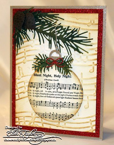 Singing Ornament Christmas Card Ornaments, Ornament Card, Christmas Card Inspiration, Impression Obsession, Homemade Christmas Cards, Christmas Card Crafts, Diy Christmas Cards, Christmas Cards To Make, Winter Cards