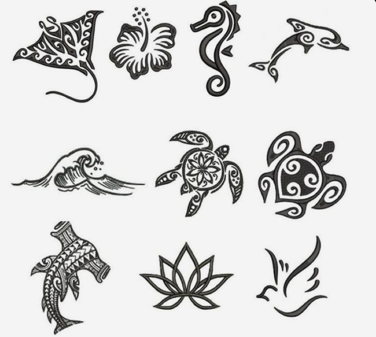 some tattoos that have different designs on them