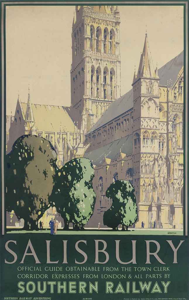 an old poster advertising salisbury from the town clerk's office in southern railway, england