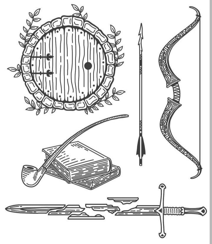 an image of a set of medieval items